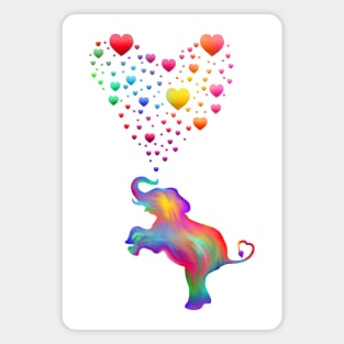 Colorful Elephant with Rainbow Heart Bubbles Magnet